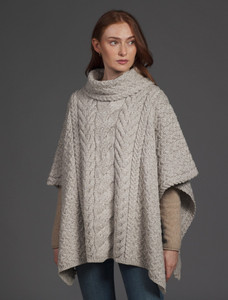 Super Soft Cowl Neck Poncho - Toasted Oat