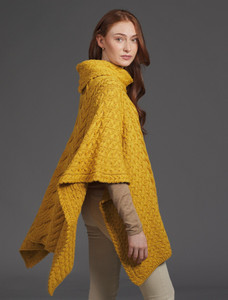 Super Soft Cowl Neck Poncho - Yellow