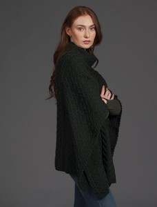 Super Soft Cowl Neck Poncho - Seaweed