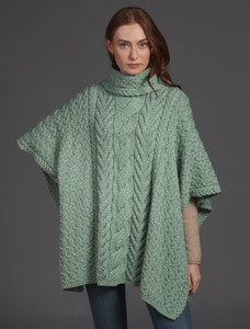 Super Soft Cowl Neck Poncho - Seafoam