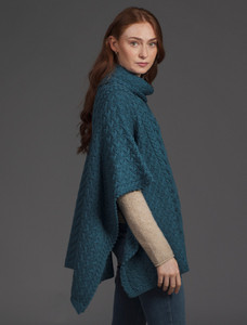 Super Soft Cowl Neck Poncho - Irish Sea