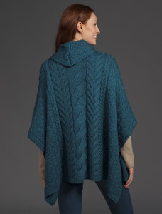 Super Soft Cowl Neck Poncho - Irish Sea