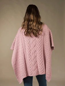 Super Soft Cowl Neck Poncho - Winter Rose