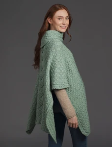 Super Soft Cowl Neck Poncho - Seafoam