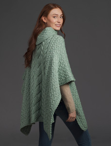 Super Soft Cowl Neck Poncho - Seafoam