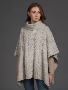 Super Soft Cowl Neck Poncho - Toasted Oat