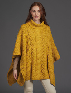 Super Soft Cowl Neck Poncho - Yellow