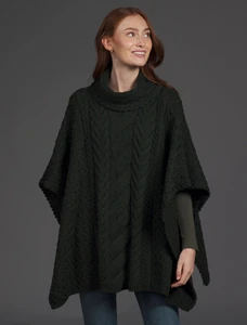Super Soft Cowl Neck Poncho - Seaweed