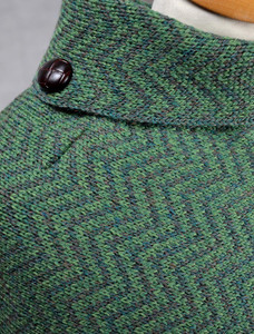 Herringbone Merino Poncho with Button Detail - Detail