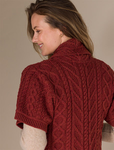 Aran Short Sleeve Edge Cardigan - Sienna