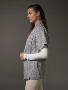 Aran Short Sleeve Edge Cardigan - Soft Grey