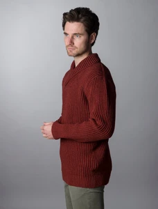 Fisherman Shawl Neck Sweater - Sienna