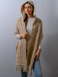 Hooded Scarf Shawl - Parsnip