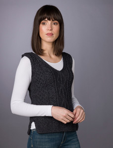 Ladies V-Neck Aran Slipover - Derby