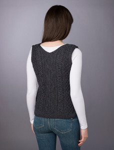 Ladies V-Neck Aran Slipover - Derby
