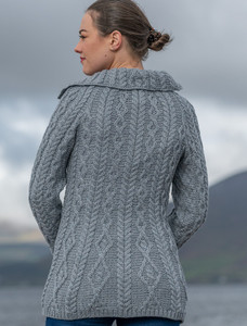 Super Soft Luxury Button-Up Flared Aran Cardigan - Back Detail