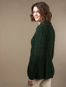 Super Sof‎t Luxury Bu‎tton-Up Flared Aran Cardigan‎‎‎‎