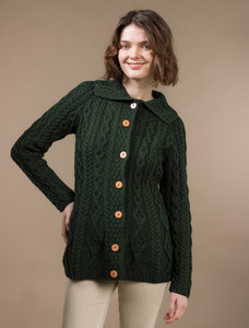 Super Soft Luxury Button-Up Flared Aran Cardigan