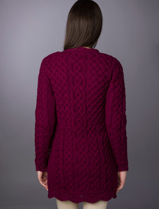 Aran A-Line Lace Cardigan -  Wine