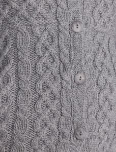 Aran A-Line Lace Cardigan - Light Grey
