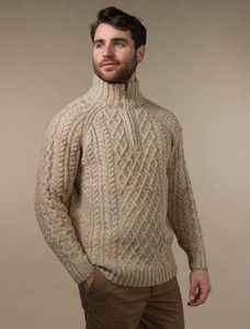 Donegal's Zip Troyer Aran Sweater - 
