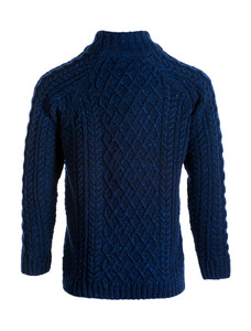 Donegal's Zip Troyer Aran Sweater - Blue