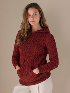 Ladies Aran Kangaroo Hoodie - Sienna