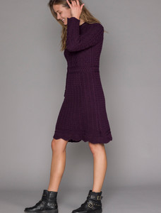 A Line Knitted Dress - Damson