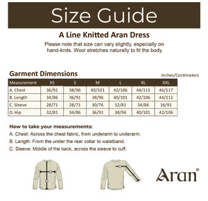 A Line Knitted Dress - Size Guide