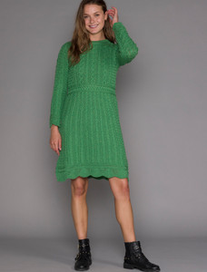 A Line Knitted Dress - Green Marl