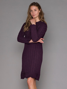 A Line Knitted Dress - Damson