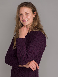 A Line Knitted Dress - Damson