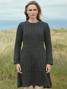 A Line Knitted Dress - Charcoal
