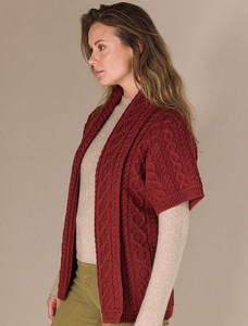 Aran Short Sleeve Edge Cardigan - Sienna