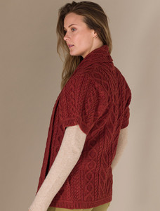 Aran Short Sleeve Edge Cardigan - Sienna