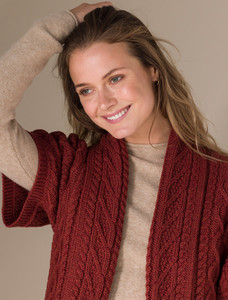 Aran Short Sleeve Edge Cardigan - Sienna
