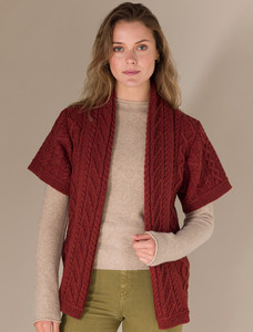 Aran Short Sleeve Edge Cardigan - Sienna