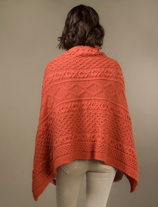 Aran Buttoned Wool Poncho -Autumn Leaf