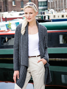 Waterfall Cable Cardigan - Steel