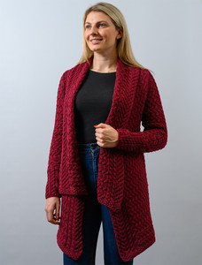 Waterfall Cable Cardigan - Claret