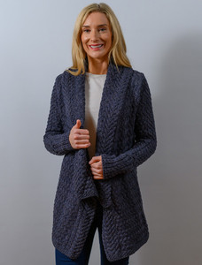Waterfall Cable Cardigan - Indigo Marl