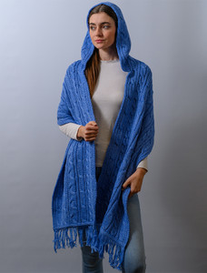 Hooded Scarf Shawl - Wedgewood