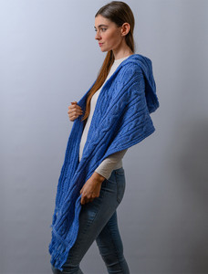 Hooded Scarf Shawl - Wedgewood