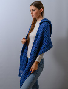 Hooded Scarf Shawl - Blue Marl
