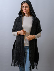 Hooded Scarf Shawl - Black