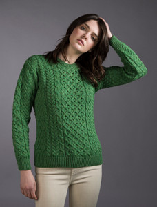 Merino Honeycomb Aran Sweater - Kiwi