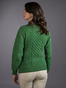 Merino Honeycomb Aran Sweater - Kiwi