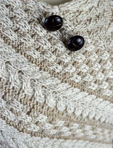Plaited Aran Poncho with Button Detail