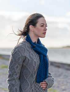 Aran Loop Scarf - Blue