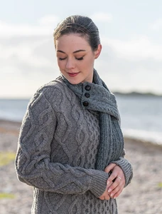 Aran Loop Scarf - Grey